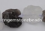 CNG1007 15.5 inches 15*25mm - 25*30mm nuggets white & smoky quartz beads