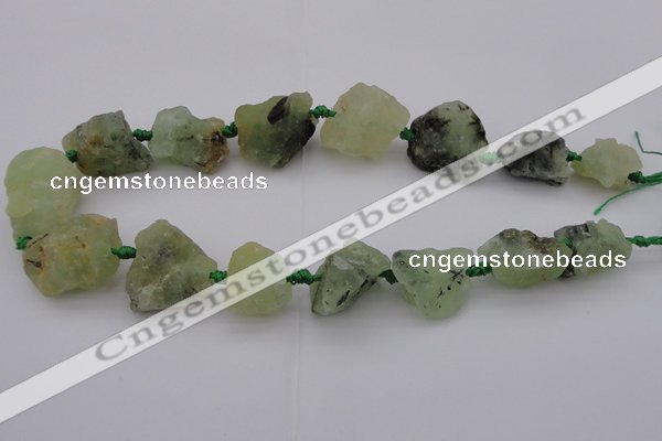 CNG1009 15.5 inches 15*25mm - 25*30mm nuggets green rutilated quartz beads