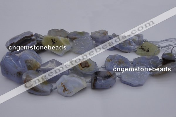 CNG1042 15.5 inches 15*20mm - 30*40mm nuggets blue lace agate beads