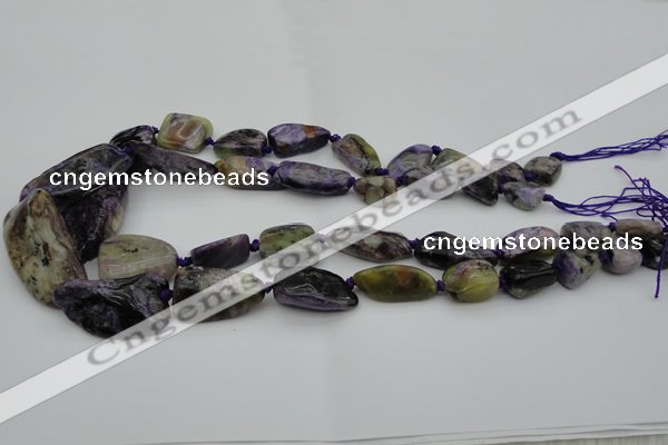 CNG1048 15.5 inches 12*16mm - 25*35mm nuggets charoite gemstone beads