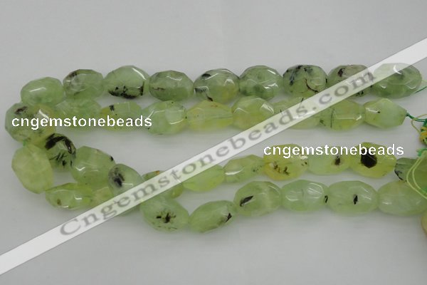 CNG1059 12*16mm - 15*20mm faceted nuggets green rutilated quartz beads