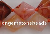 CNG1066 15.5 inches 13*18mm - 16*22mm faceted bicone red agate beads