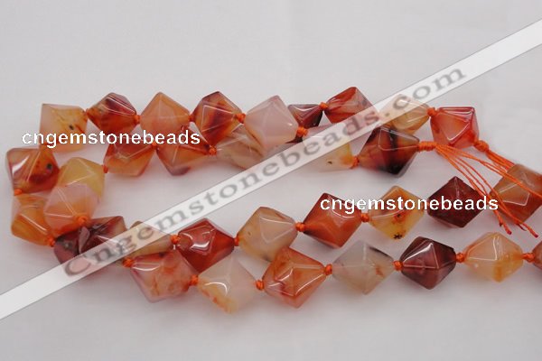 CNG1067 15.5 inches 15*20mm - 18*25mm faceted bicone red agate beads