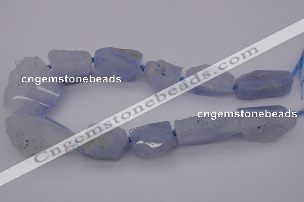 CNG1075 15.5 inches 20*30mm - 30*40mm nuggets blue chalcedony  beads