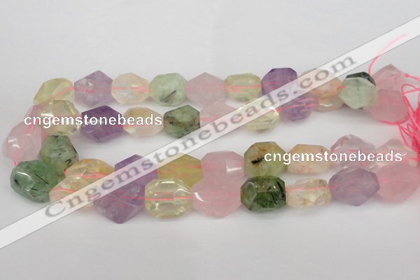 CNG1079 12*16mm - 15*20mm faceted nuggets multicolor quartz beads