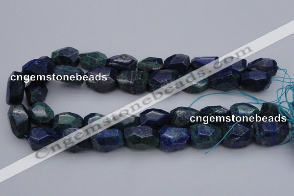 CNG1091 15*20mm - 18*25mm faceted nuggets lapis lzuli & chrysocolla beads