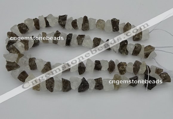 CNG1130 8*12mm - 13*18mm nuggets white crystal & smoky quartz beads