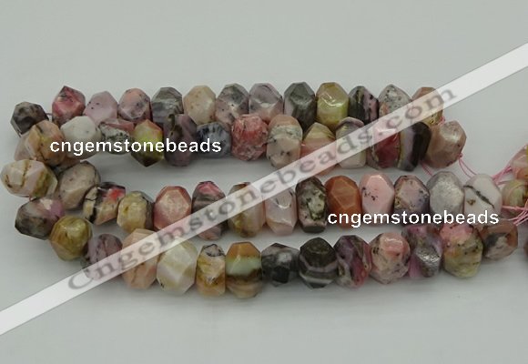 CNG1172 12*16mm - 15*20mm faceted nuggets pink opal gemstone beads