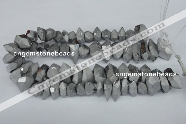 CNG1300 15.5 inches 10*20mm - 15*30mm faceted nuggets plated quartz beads