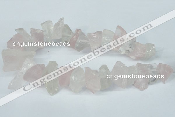 CNG1310 15*22mm – 16*35mm nuggets white crystal & rose quartz beads