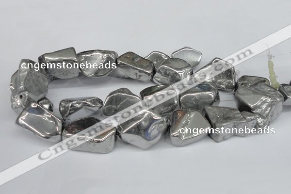 CNG1320 15.5 inches 15*30mm – 25*35mm nuggets plated quartz beads