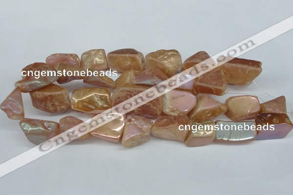 CNG1321 15.5 inches 15*30mm – 25*35mm nuggets plated quartz beads