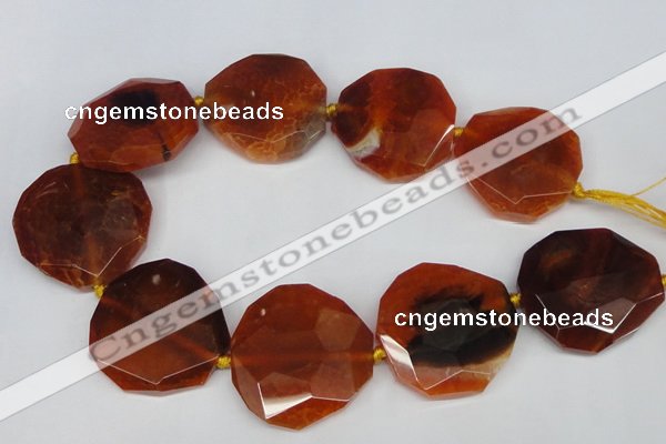 CNG1341 15.5 inches 42*45mm faceted freeform agate beads