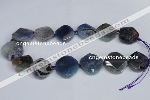 CNG1409 15.5 inches 25*30mm - 30*35mm faceted freeform agate beads