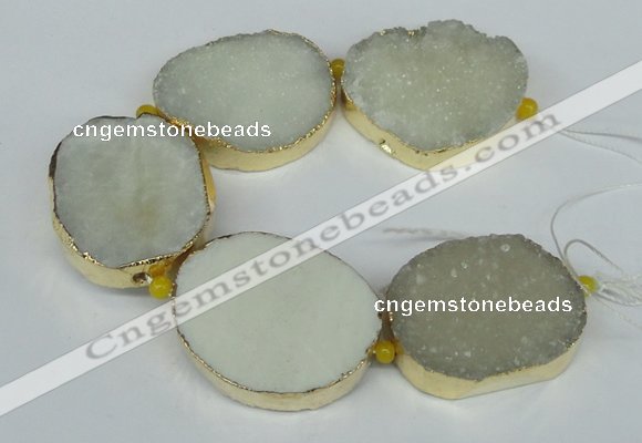 CNG1497 8 inches 30*35mm - 35*45mm freeform agate beads with brass setting