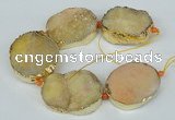 CNG1498 8 inches 30*35mm - 35*45mm freeform agate beads with brass setting