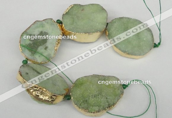 CNG1500 8 inches 30*35mm - 35*45mm freeform agate beads with brass setting