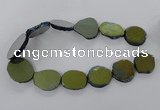 CNG1502 15.5 inches 22*25mm - 30*35mm freeform plated agate beads