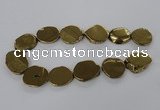 CNG1503 15.5 inches 22*25mm - 30*35mm freeform plated agate beads