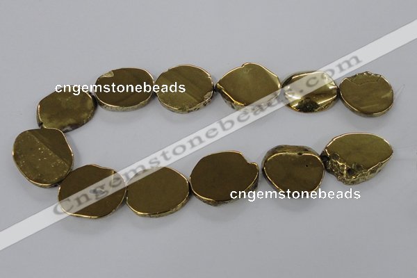 CNG1503 15.5 inches 22*25mm - 30*35mm freeform plated agate beads