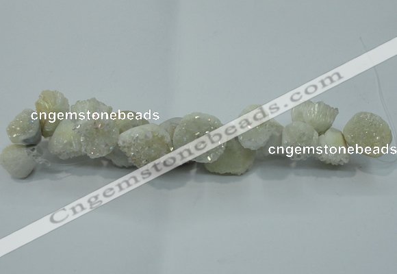 CNG1535 7.5 inches 10*14mm - 15*20mm nuggets plated druzy agate beads