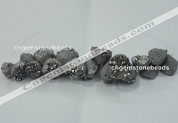 CNG1536 7.5 inches 10*14mm - 15*20mm nuggets plated druzy agate beads
