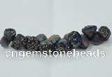 CNG1537 7.5 inches 10*14mm - 15*20mm nuggets plated druzy agate beads