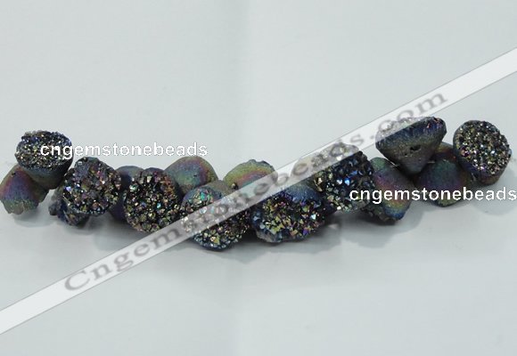 CNG1537 7.5 inches 10*14mm - 15*20mm nuggets plated druzy agate beads