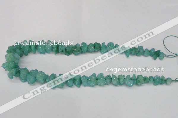 CNG1539 15.5 inches 6*8mm - 15*20mm nuggets plated druzy quartz beads