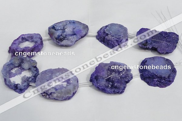 CNG1562 30*35mm - 35*40mm freeform plated druzy agate beads