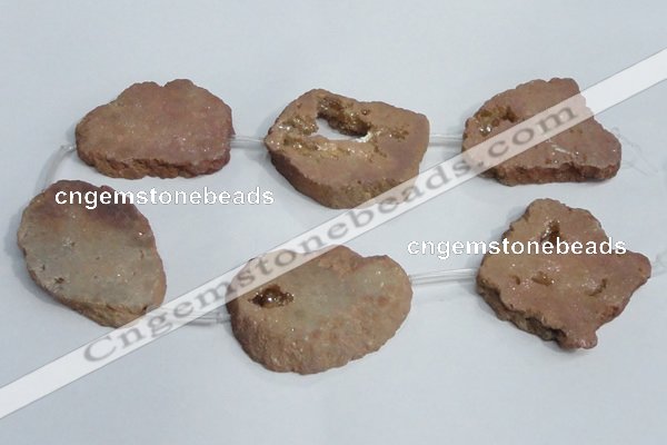 CNG1567 30*40mm - 40*50mm freeform plated druzy agate beads