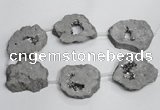 CNG1568 30*40mm - 40*50mm freeform plated druzy agate beads