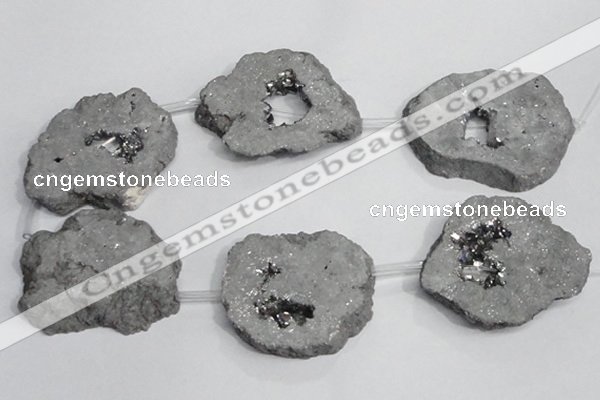 CNG1568 30*40mm - 40*50mm freeform plated druzy agate beads