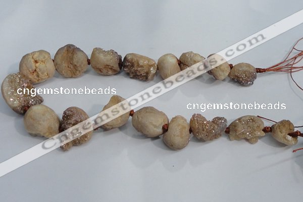 CNG1576 18*25mm - 20*30mm nuggets plated druzy agate beads