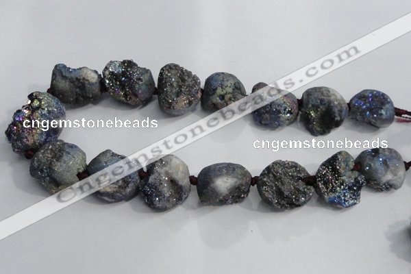 CNG1578 18*25mm - 20*30mm nuggets plated druzy agate beads