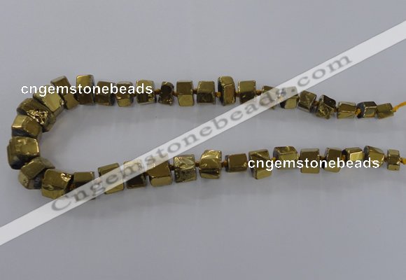 CNG1582 15.5 inches 8*12mm - 12*20mm nuggets plated quartz beads