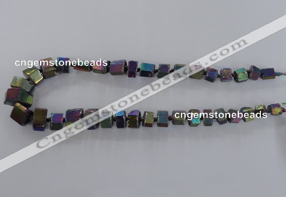 CNG1583 15.5 inches 8*12mm - 12*20mm nuggets plated quartz beads