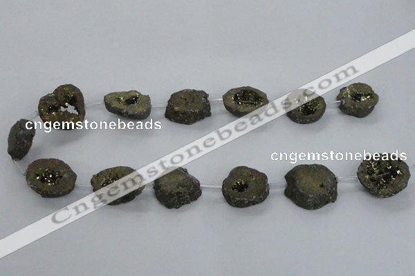 CNG1585 15.5 inches 15*20mm - 20*25mm freeform plated druzy agate beads