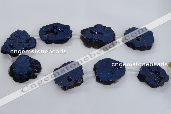 CNG1588 15.5 inches 30*35mm - 35*40mm freeform plated druzy agate beads