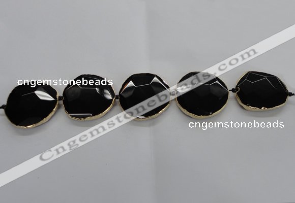 CNG1600 8 inches 38*45mm - 45*48mm freeform agate beads with brass setting