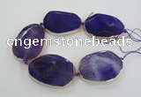 CNG1610 7.5 inches 40*55mm freeform agate beads with brass setting