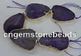 CNG1622 8 inches 35*50mm - 45*55mm freeform agate beads with brass setting