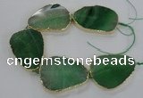 CNG1624 8 inches 35*50mm - 45*55mm freeform agate beads with brass setting