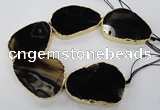 CNG1625 8 inches 40*50mm - 50*60mm freeform agate beads with brass setting