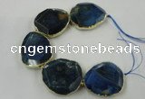 CNG1638 8 inches 40*45mm - 45*50mm freeform agate beads with brass setting