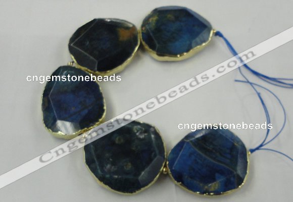 CNG1638 8 inches 40*45mm - 45*50mm freeform agate beads with brass setting