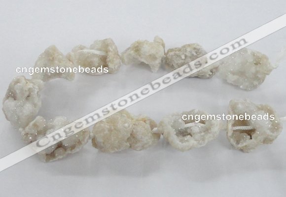 CNG1647 15.5 inches 22*30mm - 25*45mm nuggets plated druzy agate beads