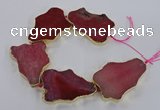 CNG1651 8 inches 35*50mm - 45*65mm freeform agate beads with brass setting