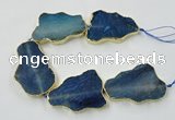 CNG1652 8 inches 35*50mm - 45*65mm freeform agate beads with brass setting