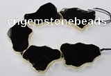 CNG1653 8 inches 35*50mm - 45*65mm freeform agate beads with brass setting